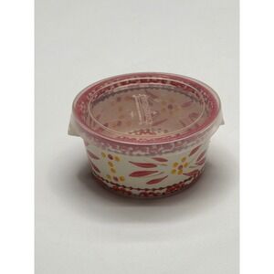 Temptations Old World Ramekin Bowl With Lid 8oz Floral Red Yellow Ceramic
